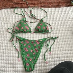Pacsun green and pink floral string bikini